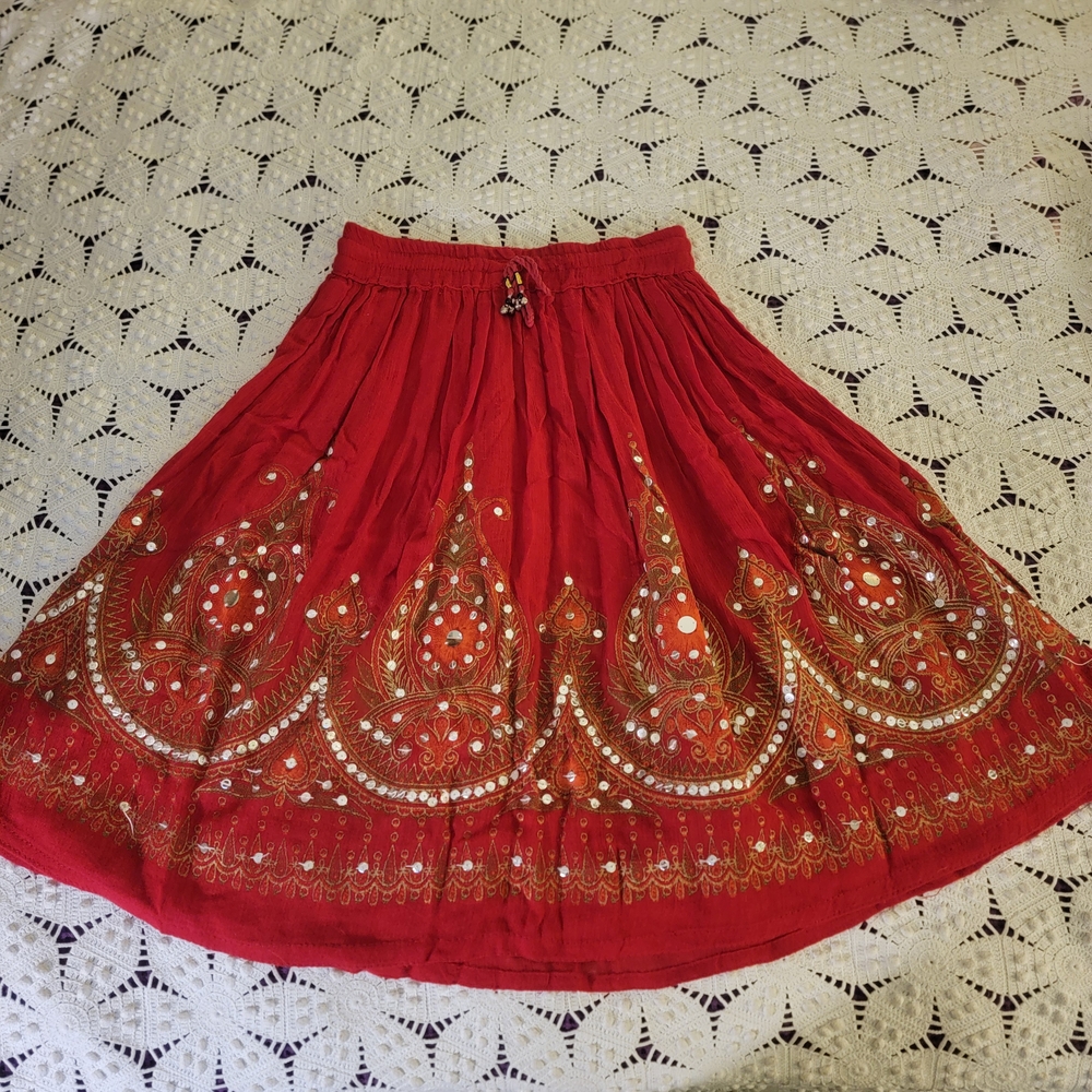 Bohemian gypsy skirt with bells and sequins - purple blue gold green silver